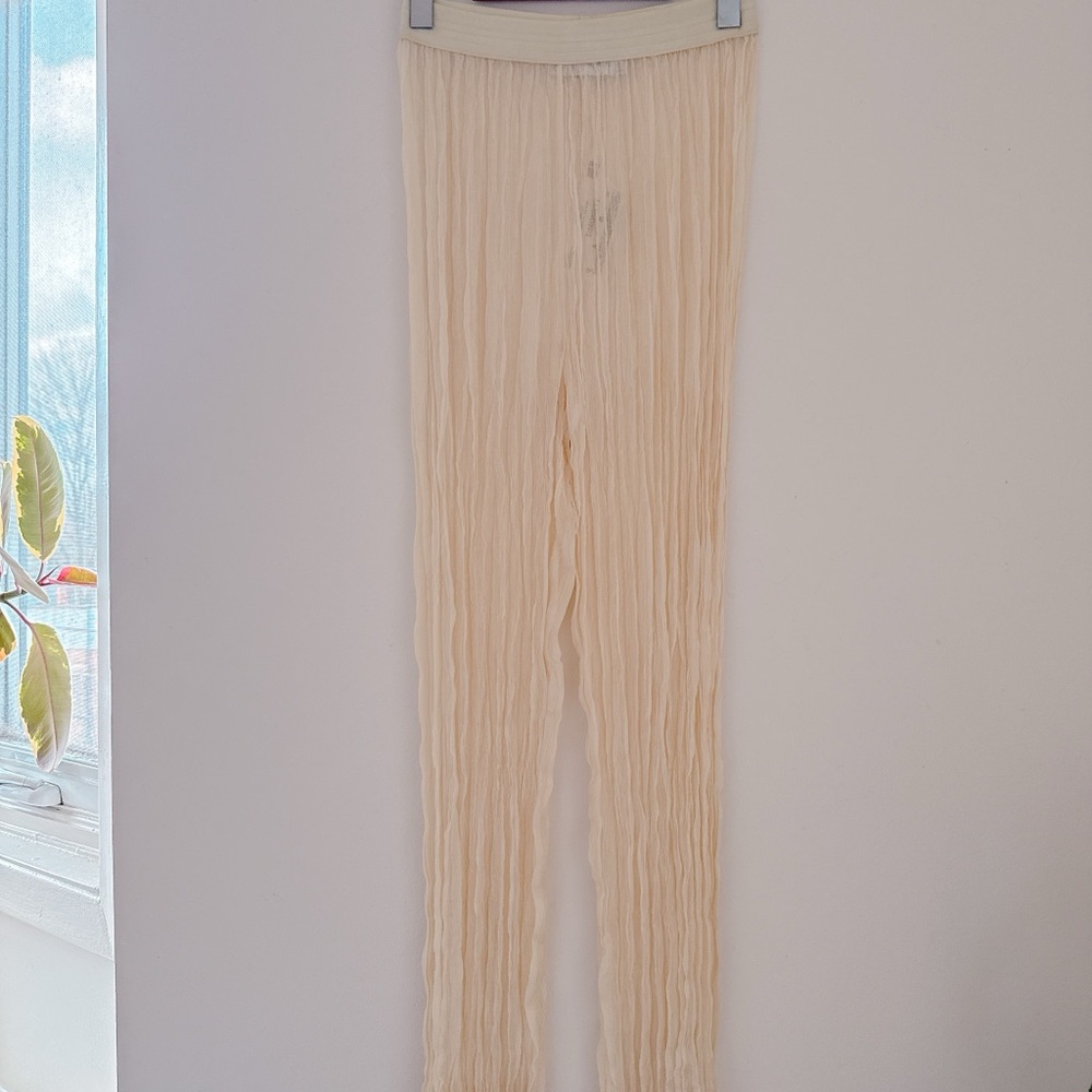 Simonett Cream Sheer Pleated Pants